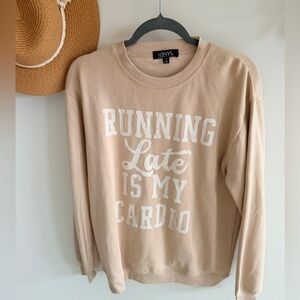 138 small vinyl icons  sweatshirt running late is my cardio crewneck